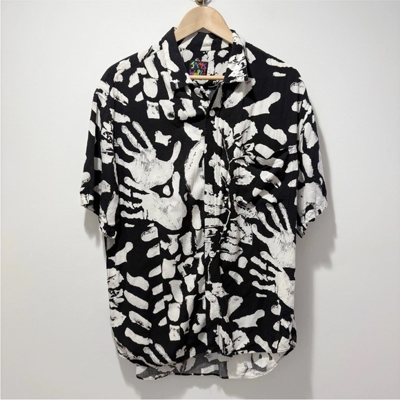 Vintage Jams World Mens Button Shirt Large Hawaiian Floral Colorful Rare Unique - Picture 1 of 13